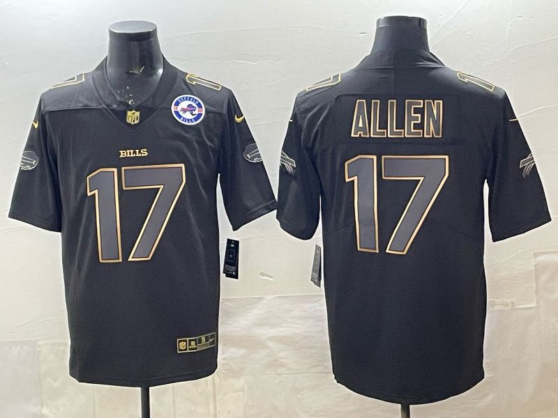Men 2025 Buffalo Bills #17 Allen black gold  Nike Limited NFL Jersey 07